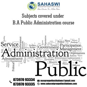 Subjects in BA Public Administration course
