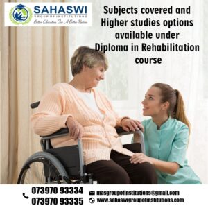 Subjects and Higher studies options of Diploma in Rehabilitation